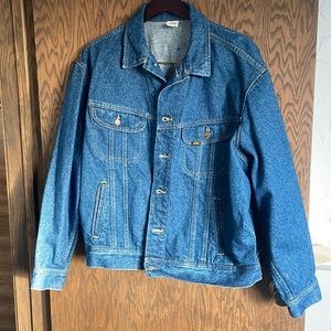 VINTAGE |•LEE•| Dark Blue Denim Trucker Jacket PATD-153438 Made in USA  X LARGE